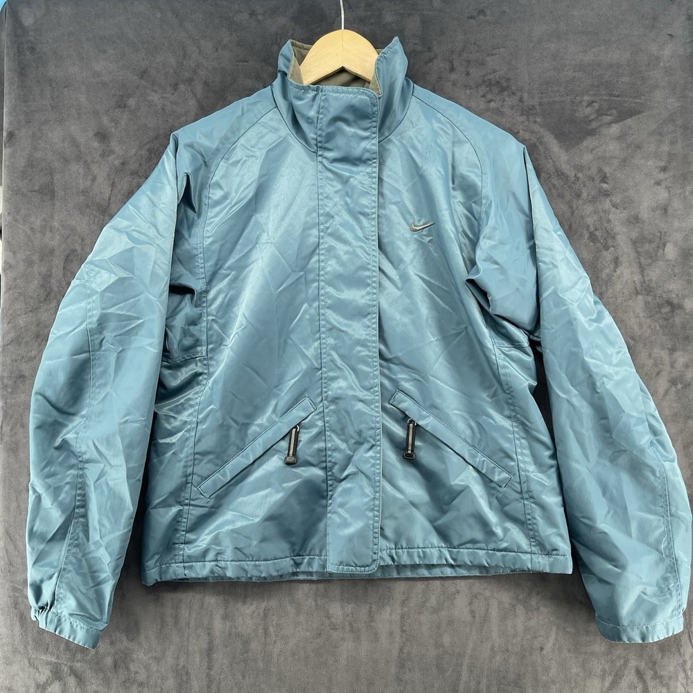 Nike Vintage Windbreaker Jacket Women's Small 4-6 Blue Full Zip Made in Taiwan